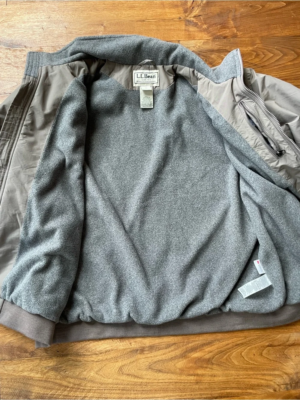 L.L. Bean Men's Taupe Fleece Lined Windbreaker Jacket XL